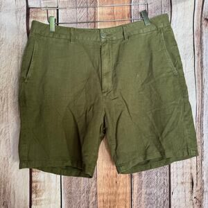 Flint and Tinder Shorts Cotton Linen Blend Green Size 36 Summer Classic Preppy
